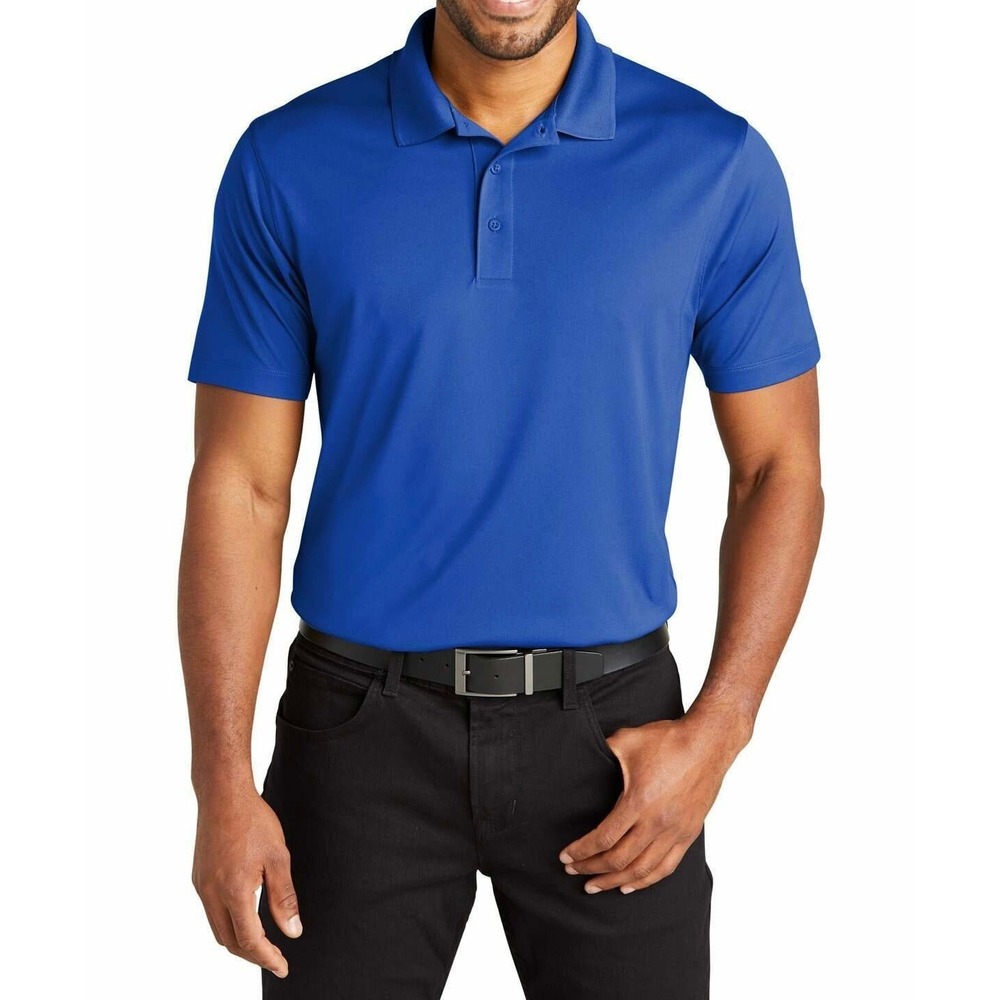 Port Authority Royal Blue Short Sleeve Polo Shirt Pique Cotton Blend